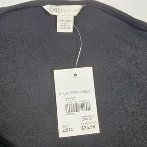 Cato Women's‎ Plus 22/24W Black Short Sleeve Draped Surplice Top Soft Stretch